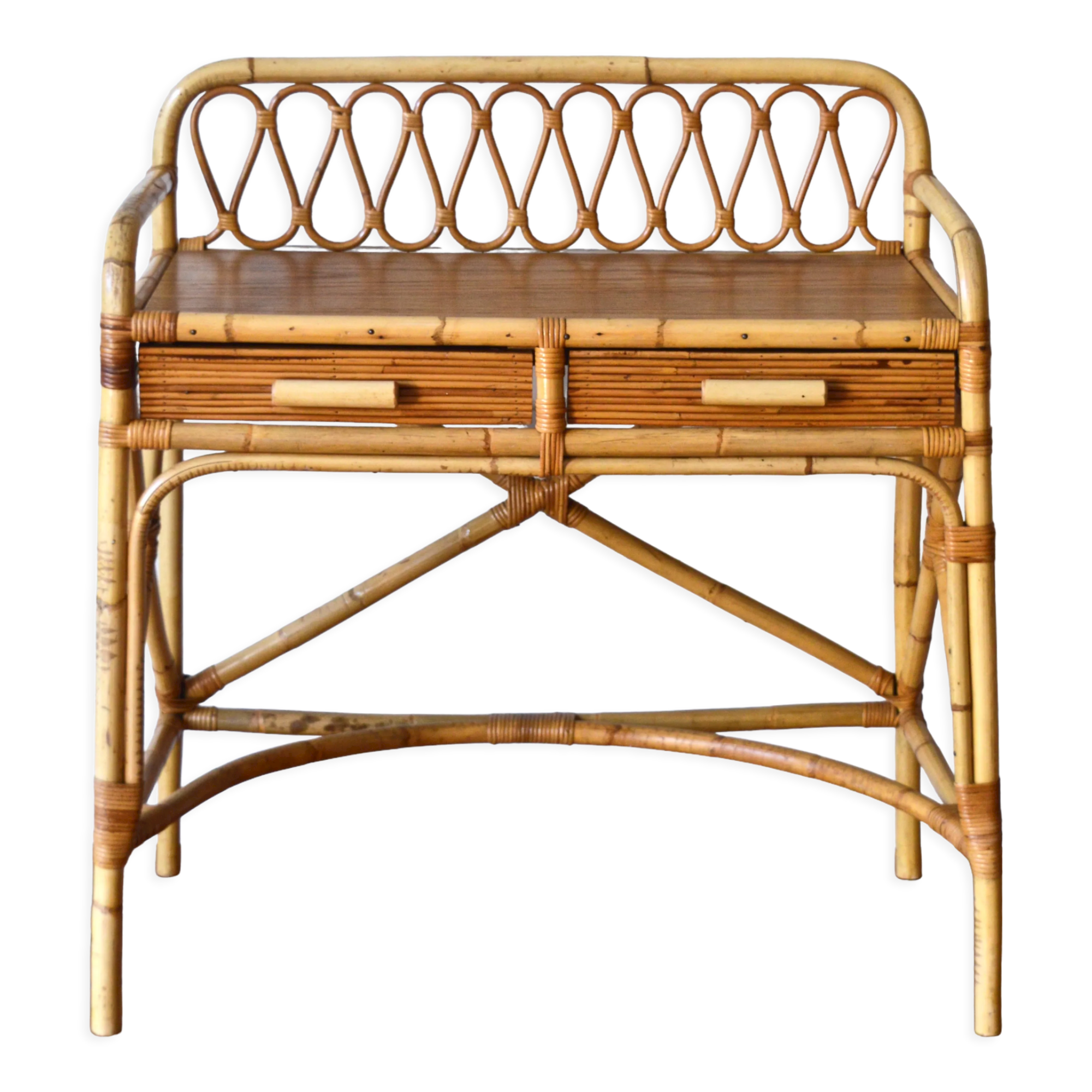 Rattan and bamboo desk