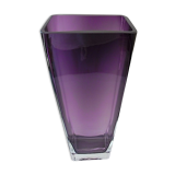 Large rectangular contemporary vase in purple smoked crystal