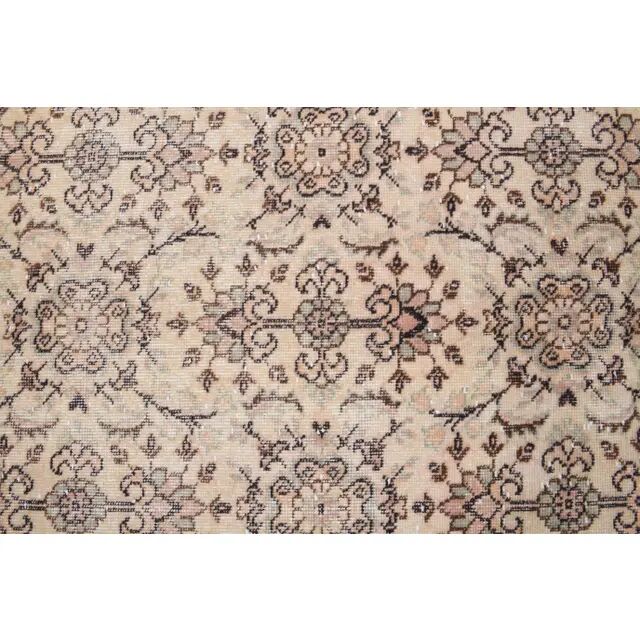 Vintage Turkish Hand-Knotted Wool Cotton Beige Area Rug 202x322