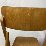 Pair of mismatched wooden folding chairs