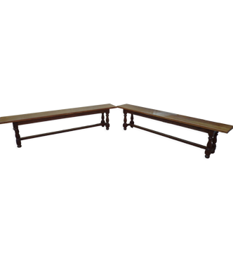 Paire de bancs lorrains anciens