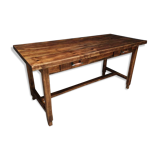 Old pine dining table with drawers