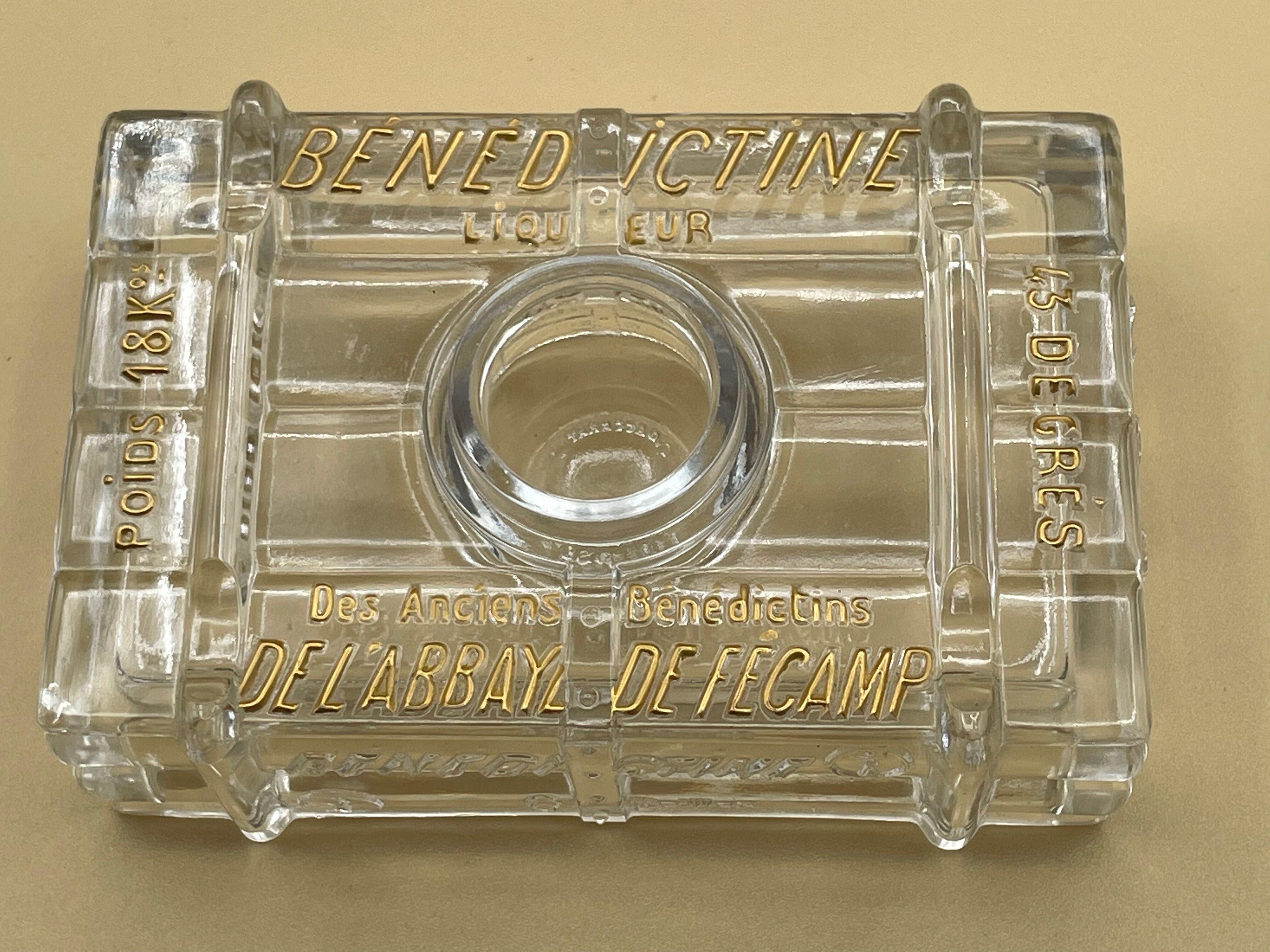 Advertising inkwell for the brand Baccarat crystal Benedictine liqueurs.