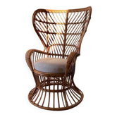 Conte armchair by Biancamano in rattan by Gio Ponti and Lio Carminati, Italy 1960s