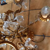 Bronze chandelier and six-armed Bohemian crystal grapevines