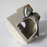 Blue and brown house-shaped photophore of Sandstone Cloud - H: 10cm