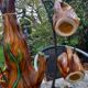 Carafe and 7 glazed ceramic cups of vintage Vallauris 60
