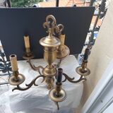 Luminaire laiton doré ancien, prêt à installer