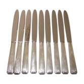 Set of 9 knives in silver metal
