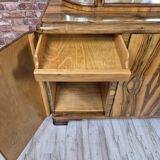 Exceptional Art Deco Walnut Sideboard with Slatted Glass Display - 1930s Fu