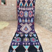 Vintage Boucherouite hallway runner: Moroccan Berber rug
