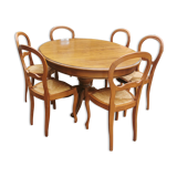 Table ovale en merisier massif et ses 6 chaises
