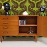 Small vintage sideboard from the 1960s with 4 drawers and a door.