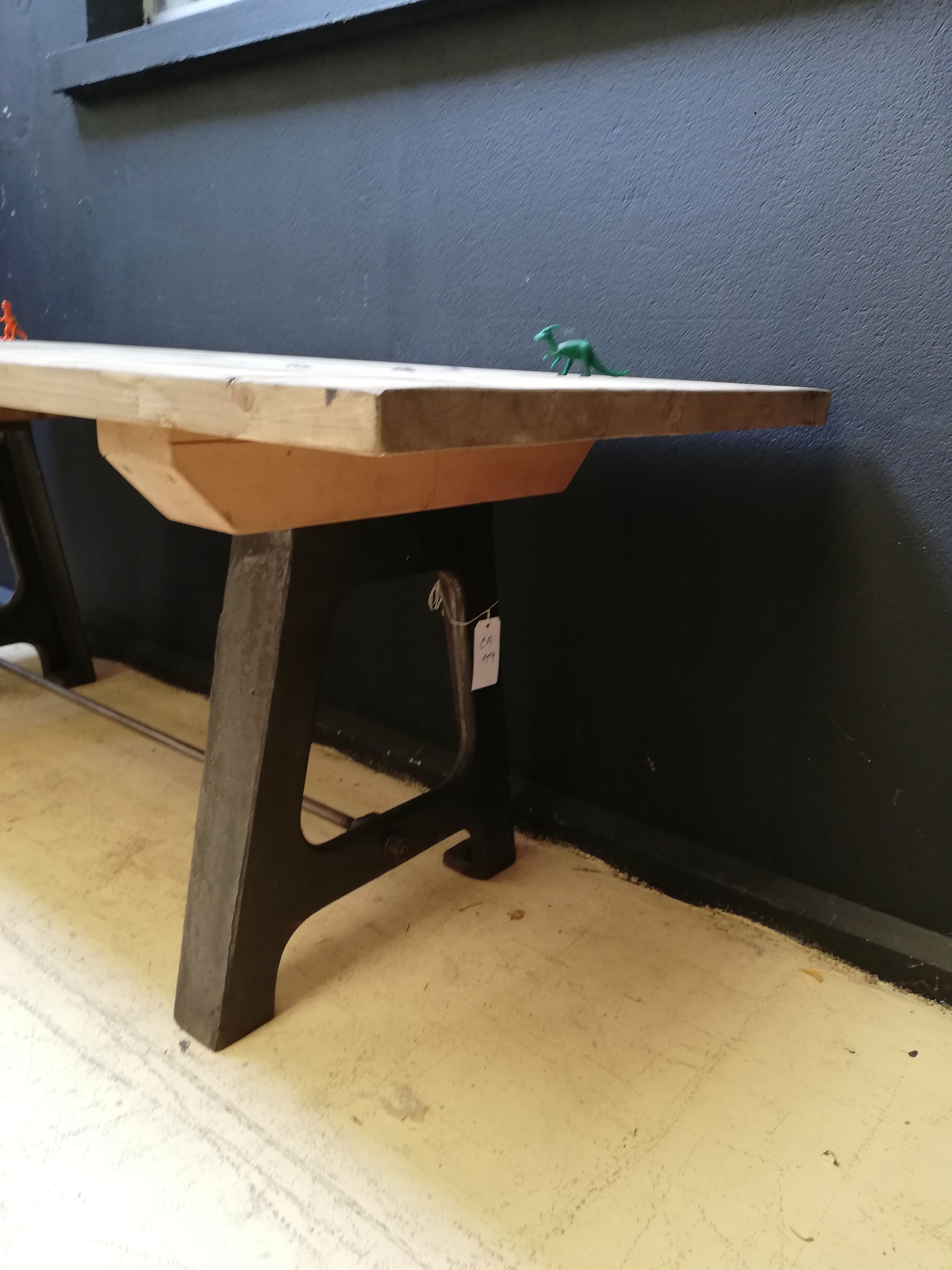 Table in wood and cast iron, industrial style, vintage