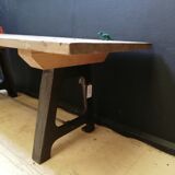 Table in wood and cast iron, industrial style, vintage