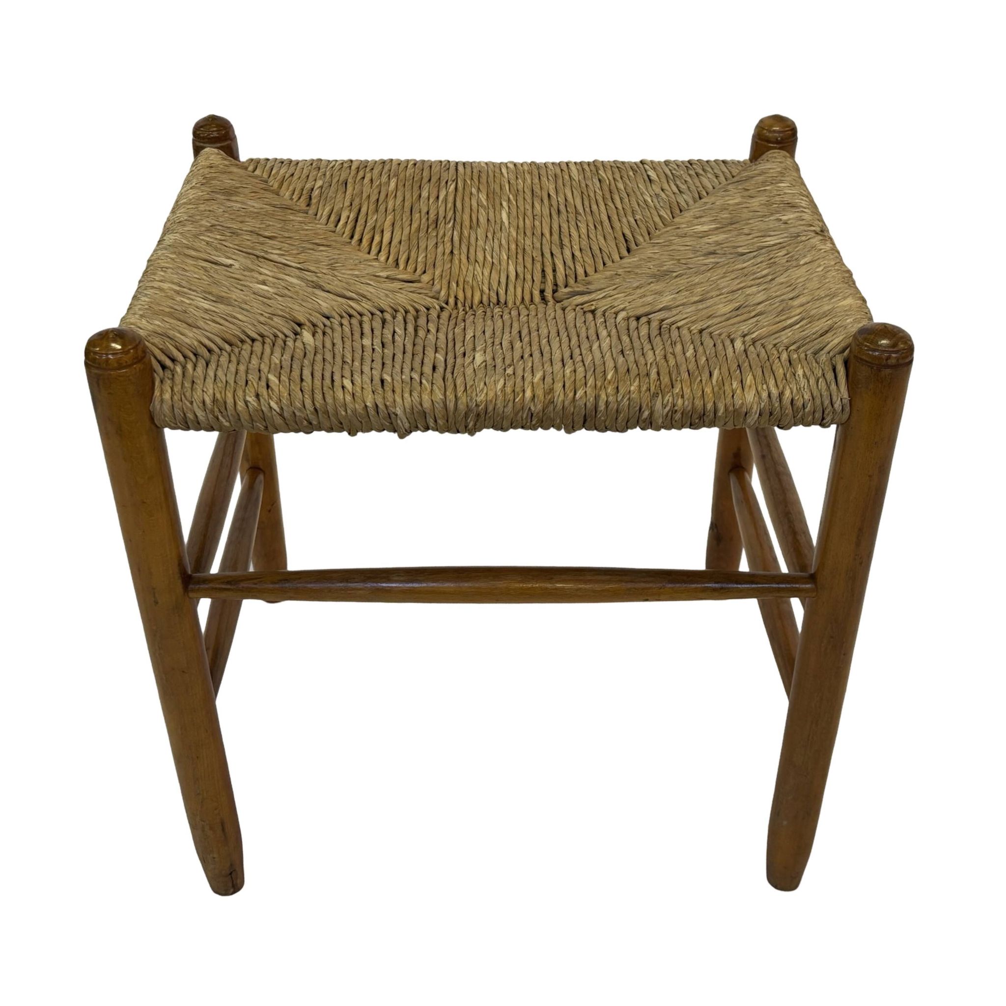 Tabouret vintage en corde de papier danois tabouret ottoman du milieu du siècle