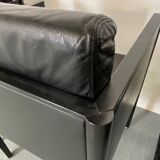 Fauteuils vintage modernistes en cuir noir par Arnold Merckx pour Arco, années 1980, lot de 4