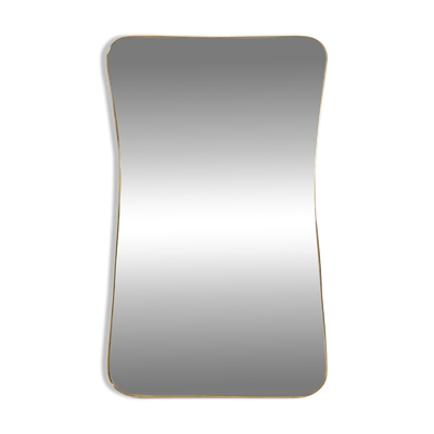 Miroir en laiton doré dans le style de Gio Ponti. Années 1980/90.