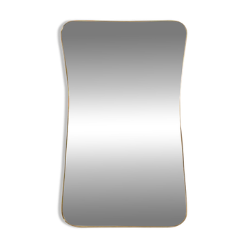 Golden brass mirror in the style of Gio Ponti. 1980s/90s.