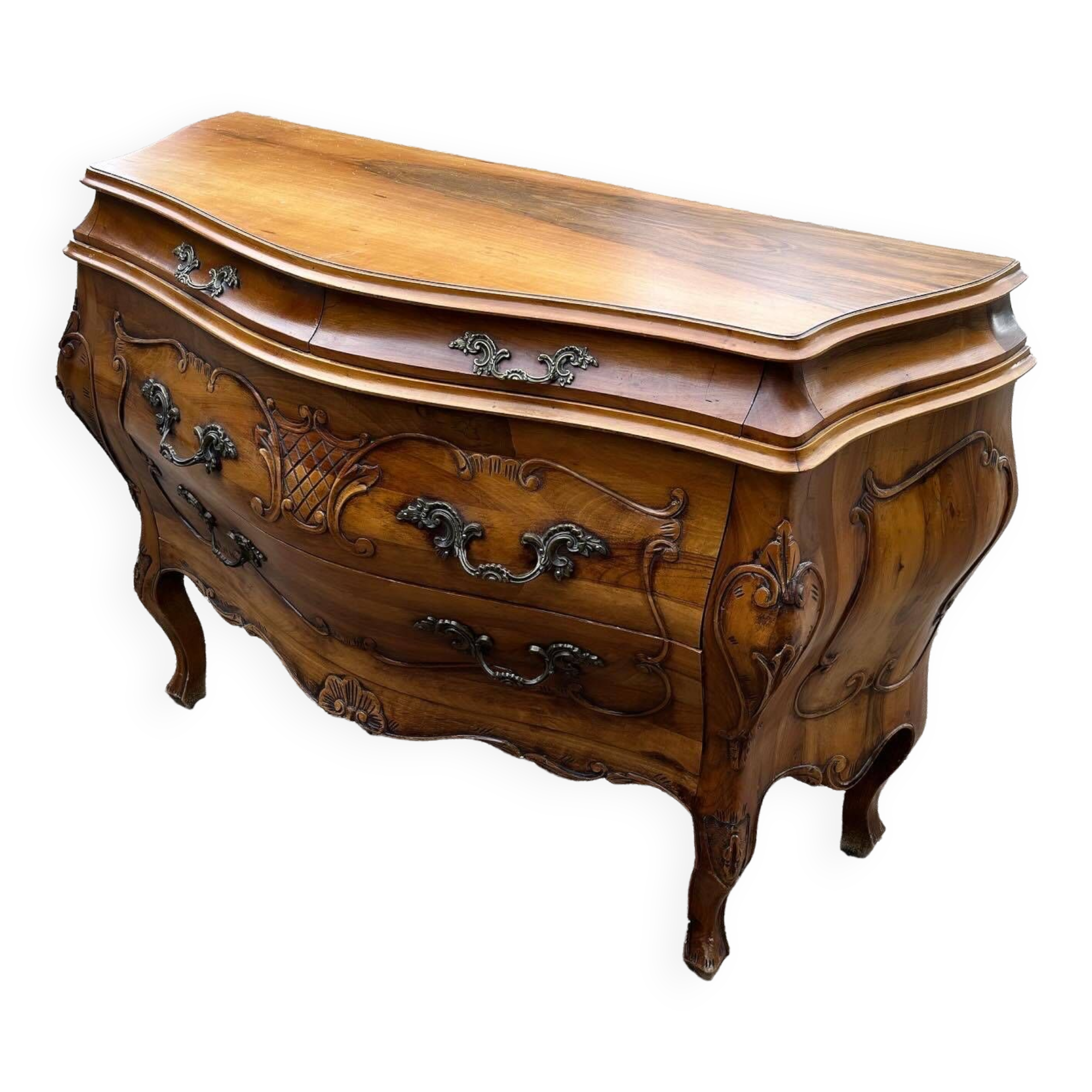 Curved Provençal chest of drawers Louis XV style walnut