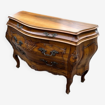 Curved Provençal chest of drawers Louis XV style walnut