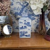 Rectangular Hue Blue Vase Vietnamese Landscape Decor 20th Century