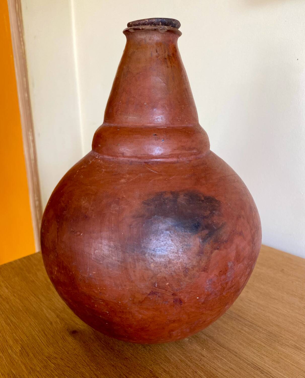 Handmade terracotta sake bottle vase