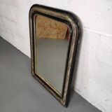 Mirror Louis-Philippe black wood and silver carved