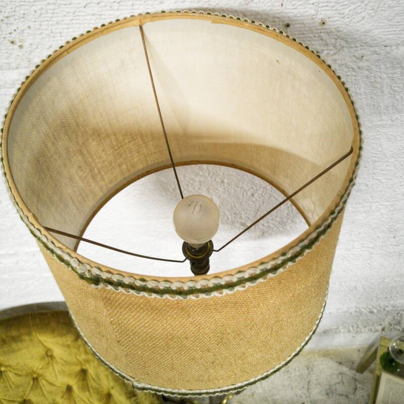 Tripod floor lamp in gilded bronze