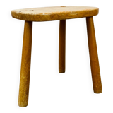 Brutalist solid wood tripod stool