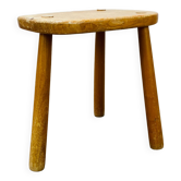 Brutalist tripod stool in solid wood