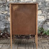 Art nouveau side table in raw wood