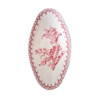 Ravier white and red porcelain by Gien "Chardon"