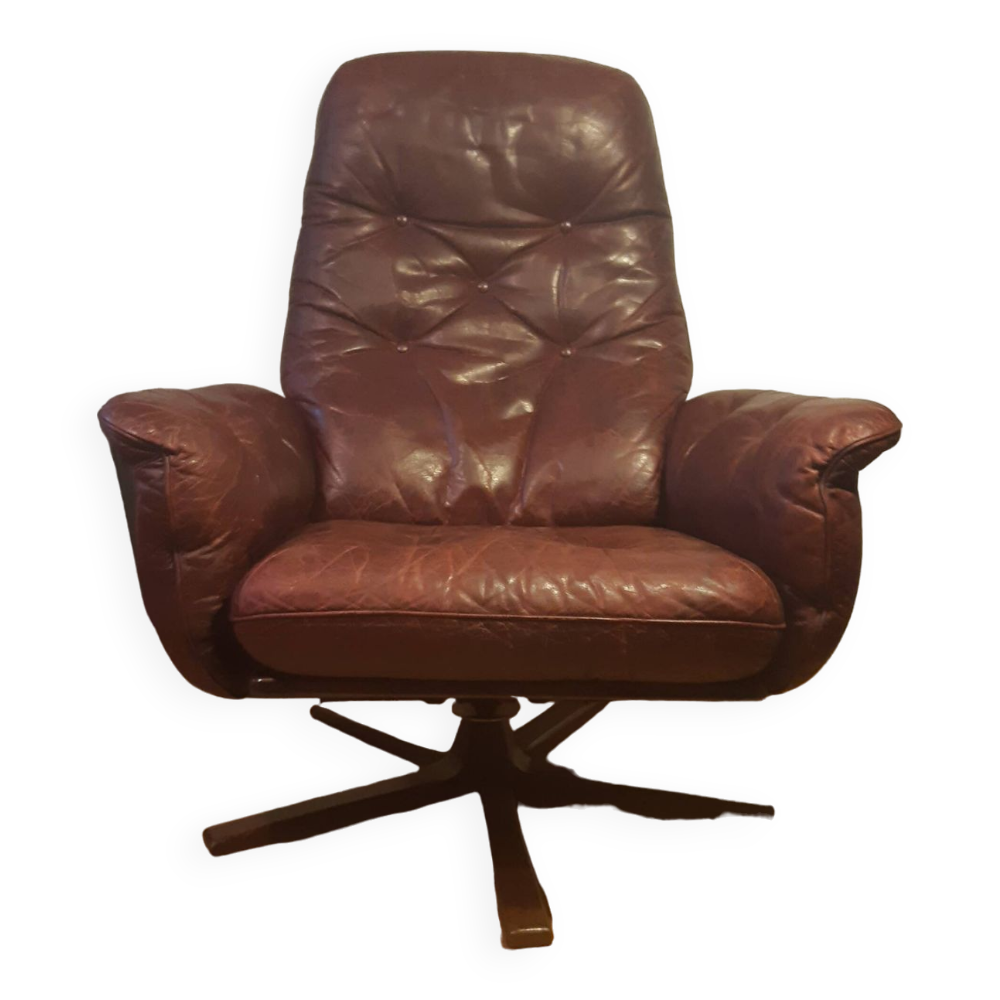 Superb relax armchair in burgundy leather "G Möbel Sweden".