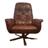 Superb relax armchair in burgundy leather "G Möbel Sweden".