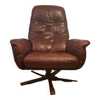 Superbe fauteuil relax en cuir bordeaux "G Möbel Sweden".