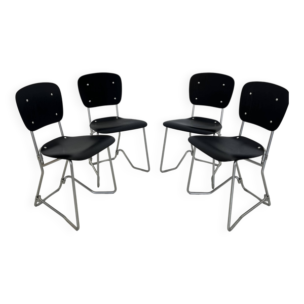 Chaises de salle à manger Alu-Flex par Armin Wirth, années 1960, ensemble de 4