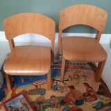 Lot 2 chaises enfant bois hêtre
