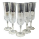 Lot 5 Flûtes Champagne/Cristal d Arques/Mod. Longchamp. Pointes diamant