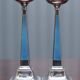 Pair of sterling silver and enamel candlesticks 1927 by Charles Green & Co.