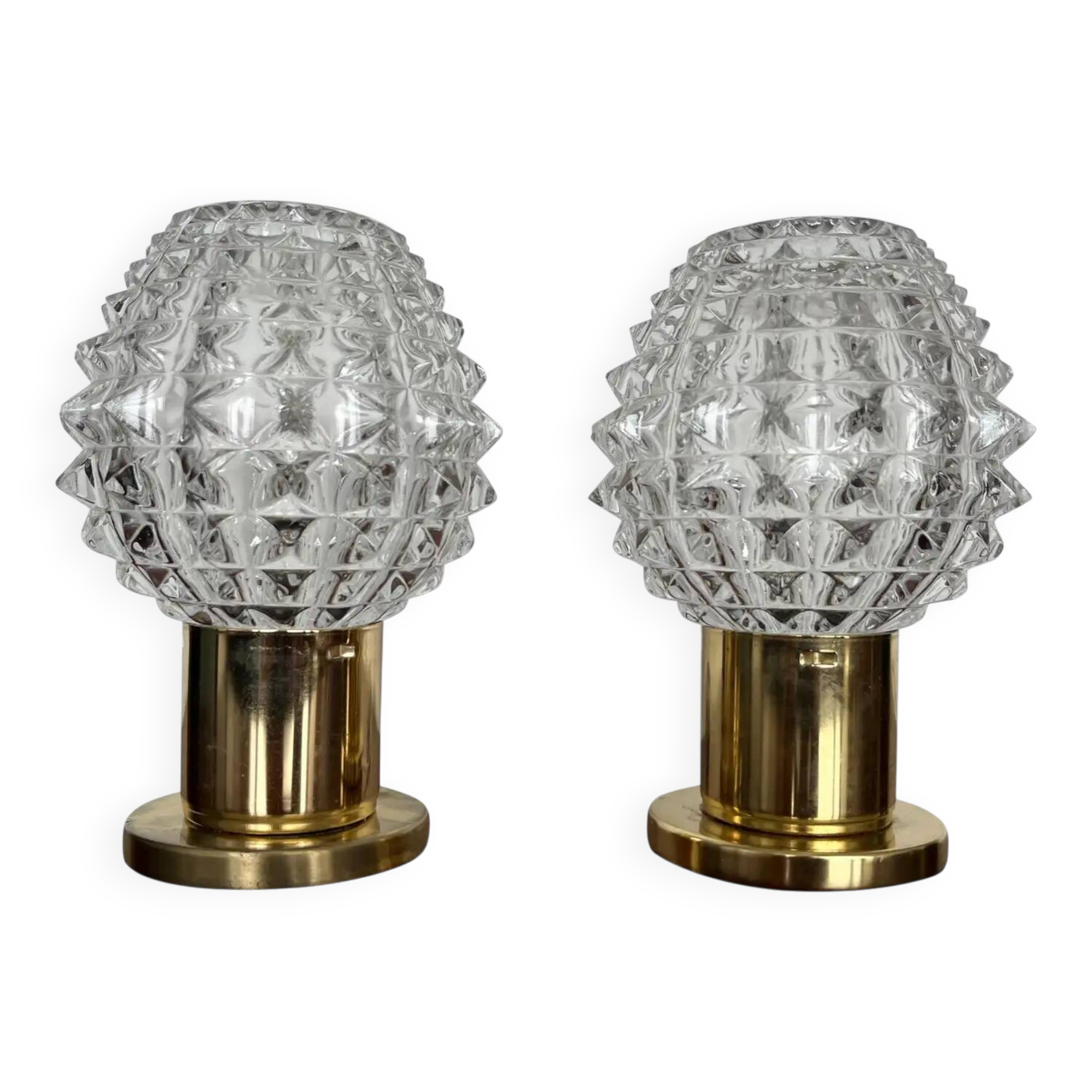 Paire de lampes de table en laiton par Kamenický Šenov, années 1960 / Tchécoslovaquie