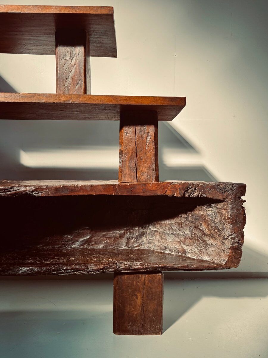 Vintage Brazilian folk art handmade wall cabinet in Cumaru wood, 1960s