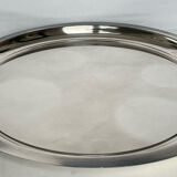 Circular silver metal tray