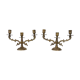 Pair of old candle holders with 3 branches in bronze, year 50/60