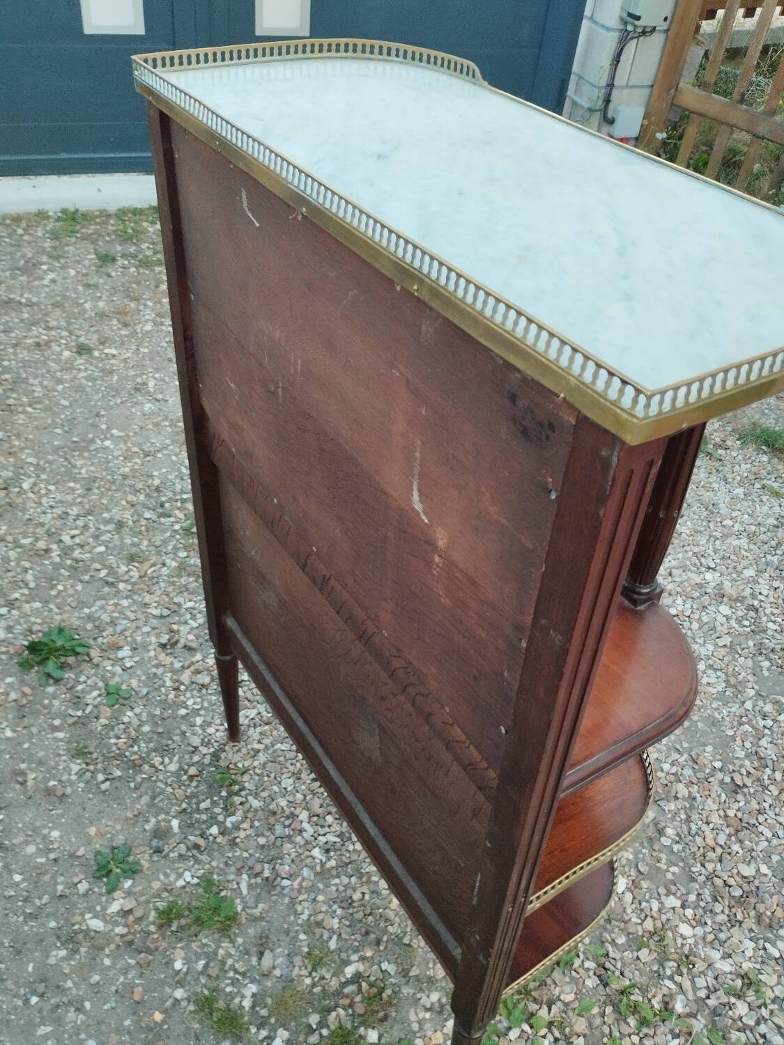 Antique Louis XVI style chest of drawers with marble top