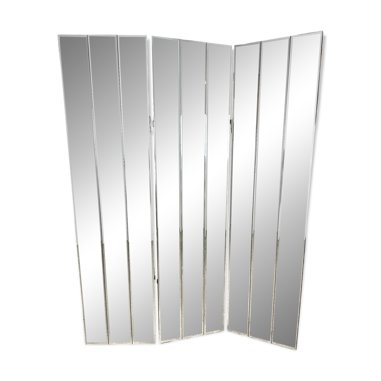 Vintage 80'S 3-panel beveled mirror screen