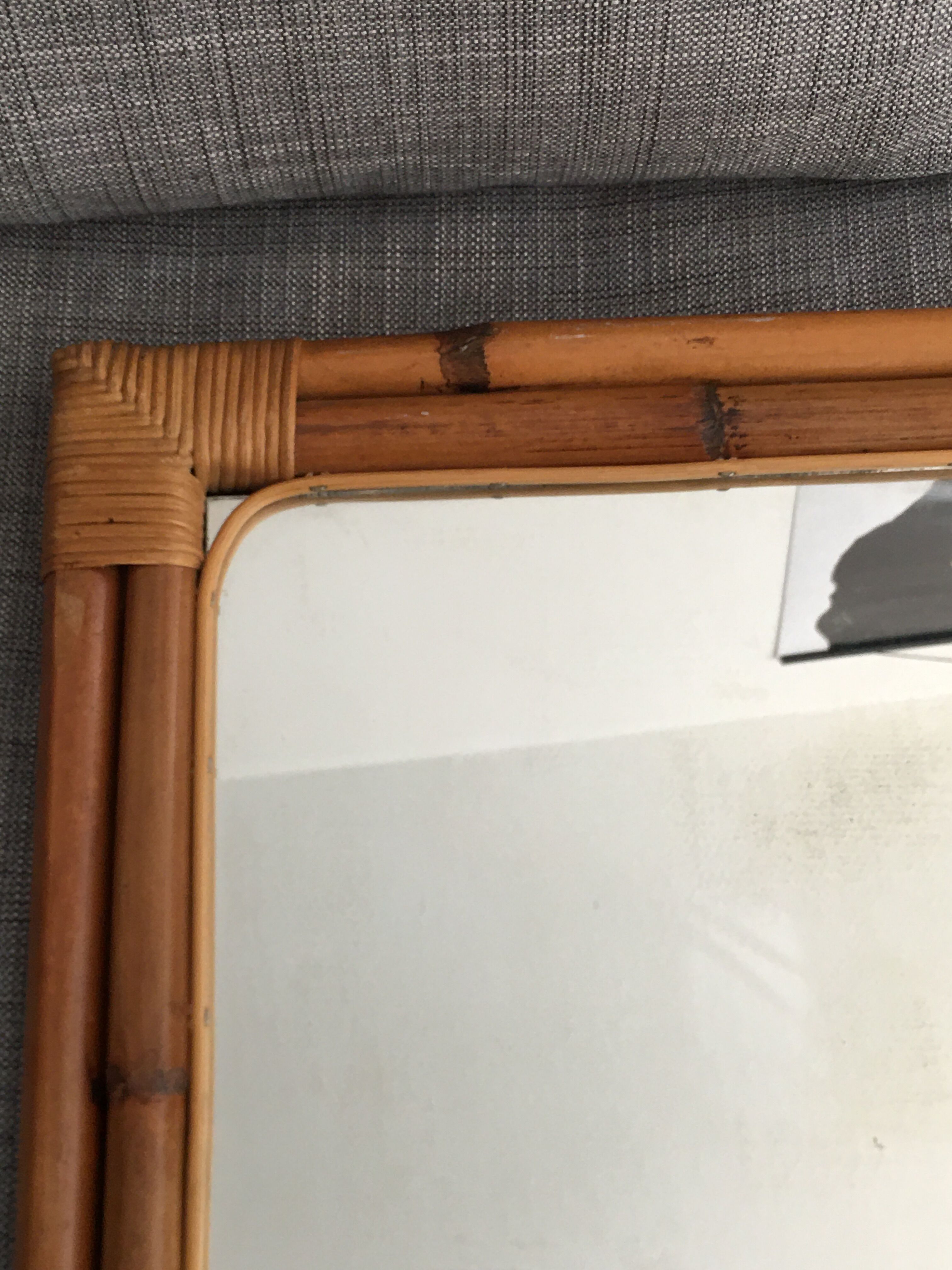 70s rattan mirror