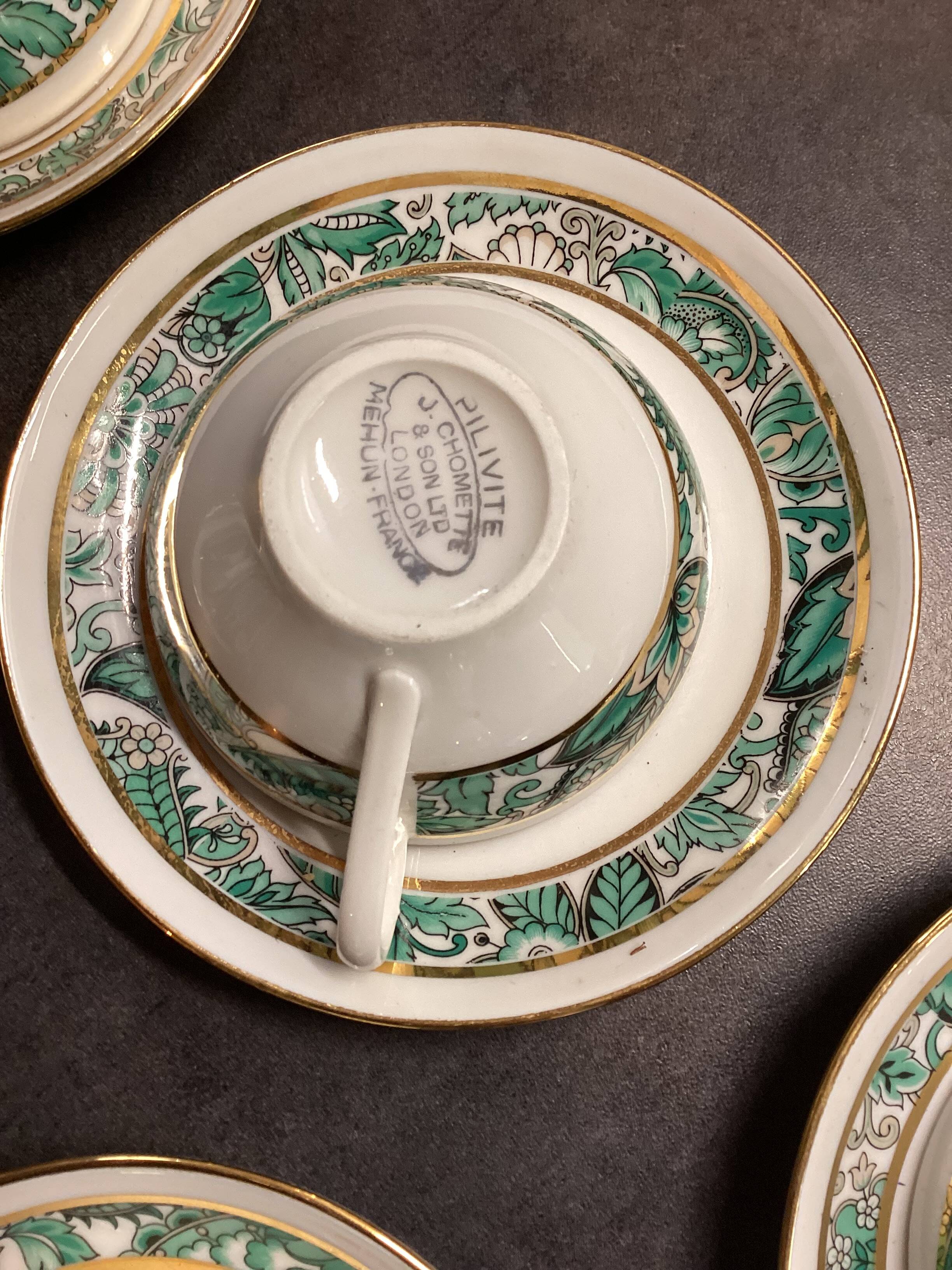 Set of Six Vintage Pillivuyt Coffee Cups and Saucers