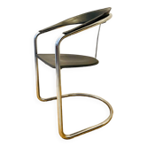 Arrben “Canasta” armchair or chair from the 80s in chrome steel and leather