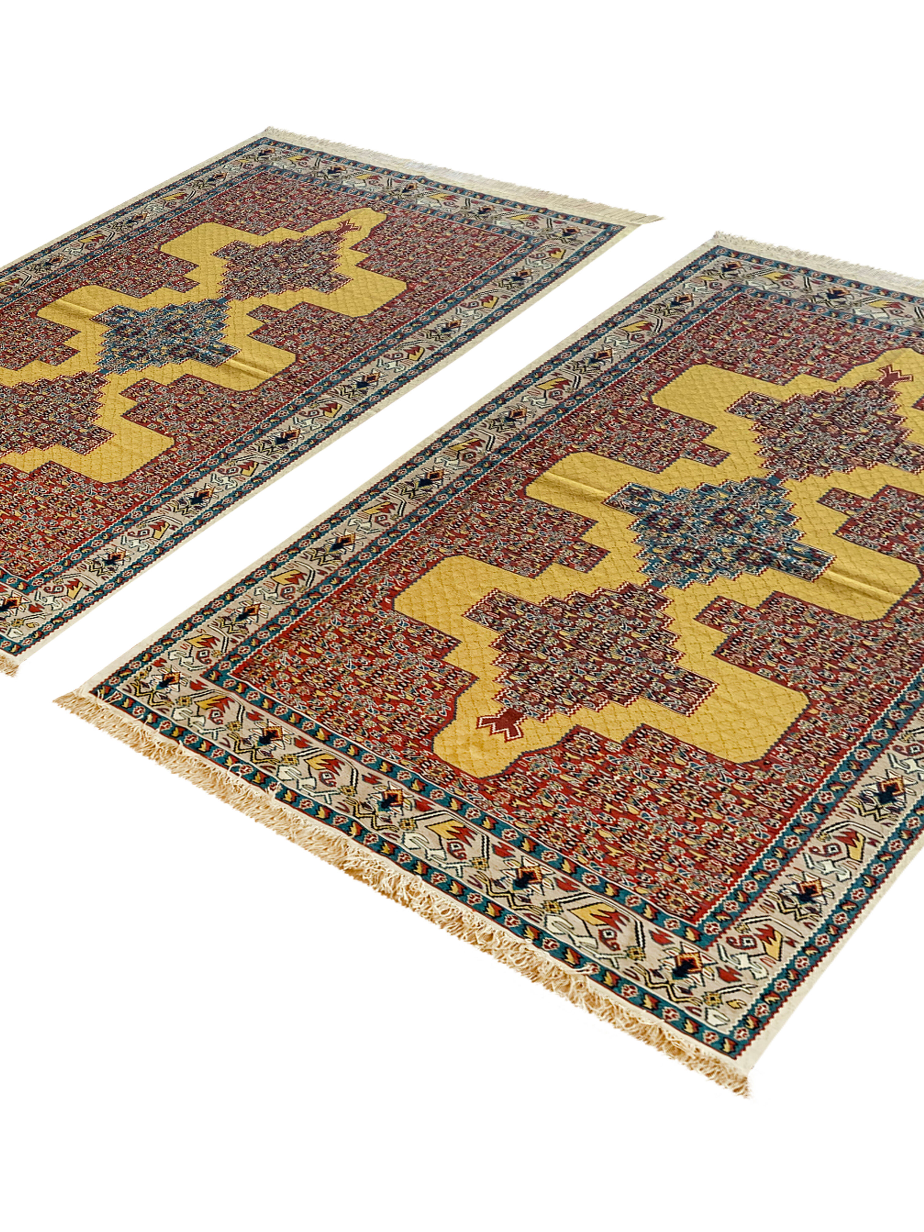 Pair Of New Persian Kilims Handwoven Kurdish Senneh Area Rugs- 115x166cm